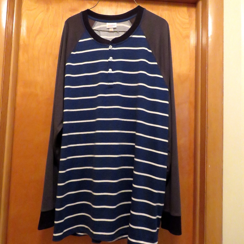 Lularoe Striped Mark Henley Long sleeve Top 3XL